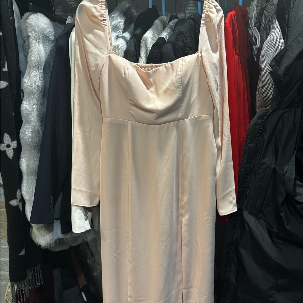 BHLDN Cream Long Sleeve Dress